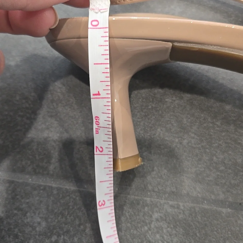 Kelly & Katie Beige Patent Pointed Toe Slingback Pump - Picture 7 of 8